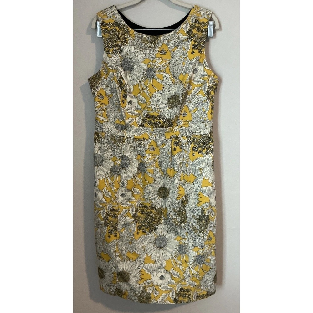 Liberty Of London For Target Sleeveless Yellow Sheath Dress Sunflowers Sz12